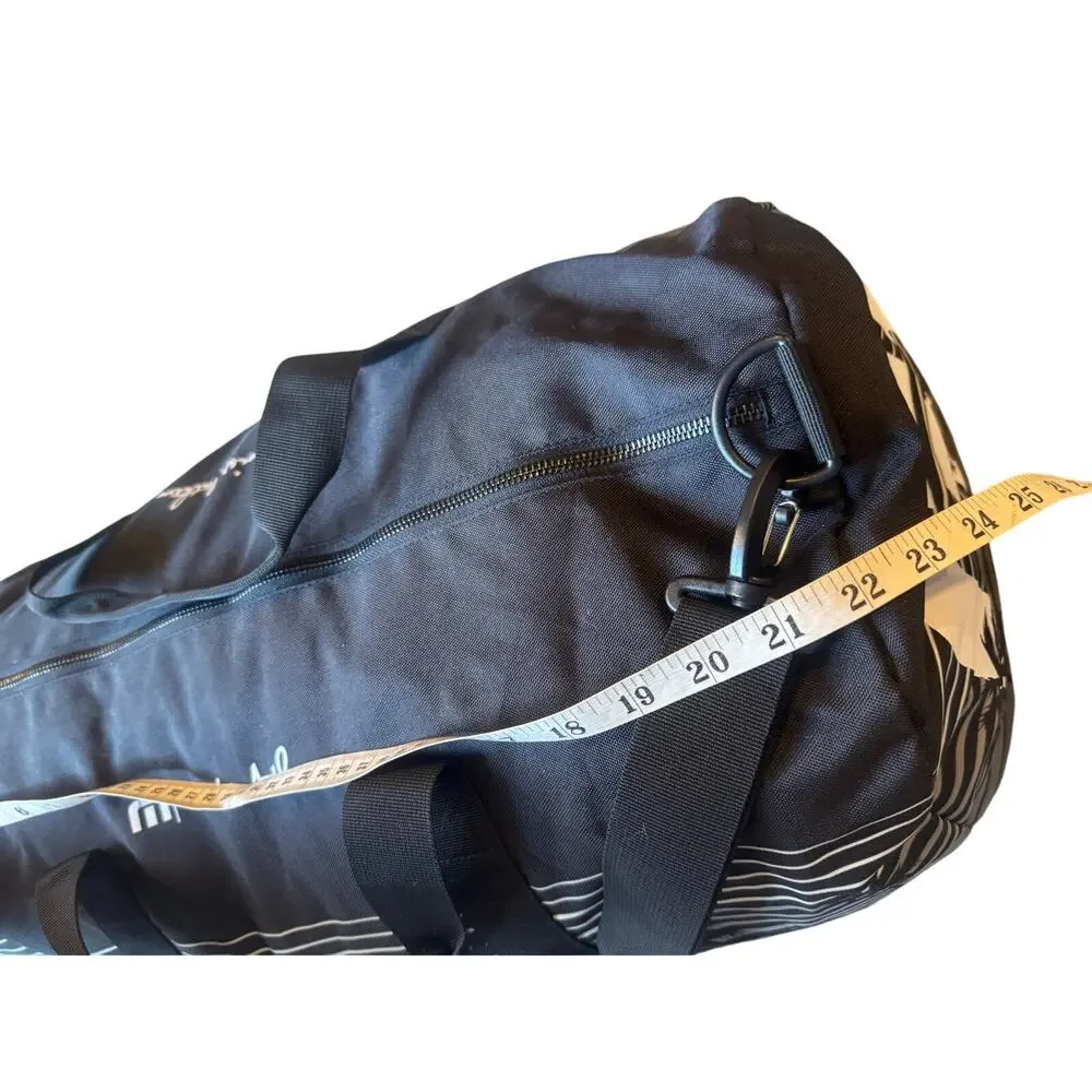 Travis Mathew Palm Stripe Duffel Bag Black Travel Gym Weekender